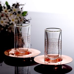 Parfait 12-Piece Double Wall Drinking Glass Set with Saucers Gold Parfait 12-Piece Double Wall Drinking Glass Set with Saucers Gold